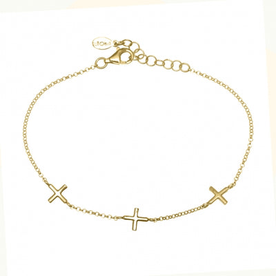 Gregio Simply Me/ Tiny Shiny Yg Bracelet w/ Three Crosses - Gold | Mocha Australia
