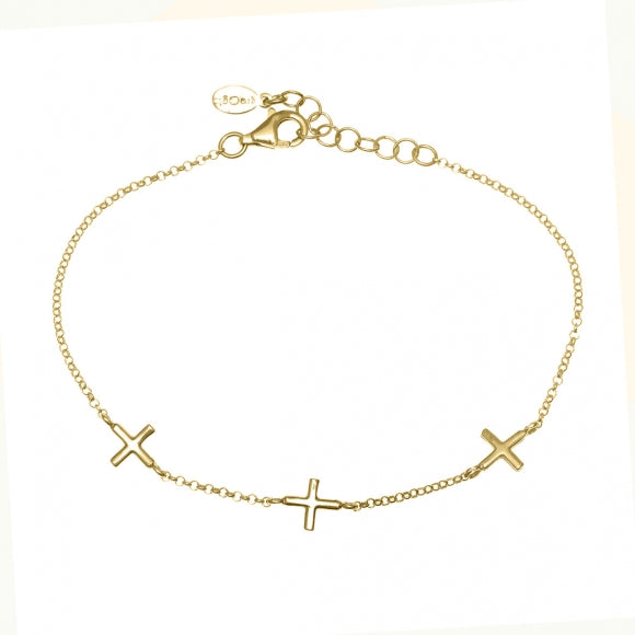 Gregio Simply Me/ Tiny Shiny Yg Bracelet w/ Three Crosses - Gold | Mocha Australia