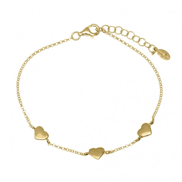Gregio Simply Me/Tiny Shiny Bracelet w/ Three Hearts - Gold | Mocha Australia