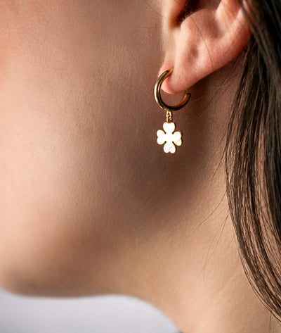 Gregio Simply Me/Tiny Shiny Hoops w/ Clover - Gold | Mocha Australia