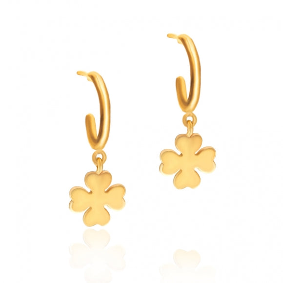 Gregio Simply Me/Tiny Shiny Hoops w/ Clover - Gold | Mocha Australia