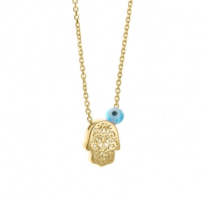 Gregio Simply Me/ Tiny Shiny Yg Necklace w/ Evil Eye & Hamsa - Gold | Mocha Australia