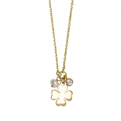 Gregio Simply Me/ Tiny Shiny Yg Necklace w/ Clover - Gold | Mocha Australia