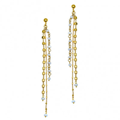 Gregio Color Me Earrings w/ Cubes and Pearls - Gold | Mocha Australia