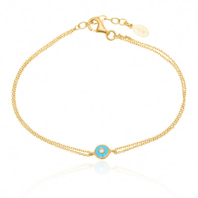 Gregio Simply Me/Tiny Shiny Bracelet w/ Turquoise Evil Eye - Gold | Mocha Australia
