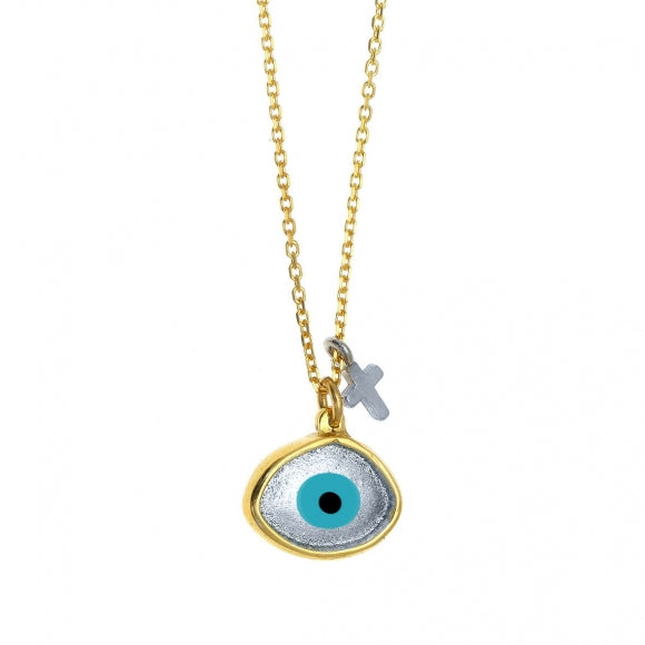 Gregio Necklace W/ Two Tone Evil Eye - Gold | Mocha Australia
