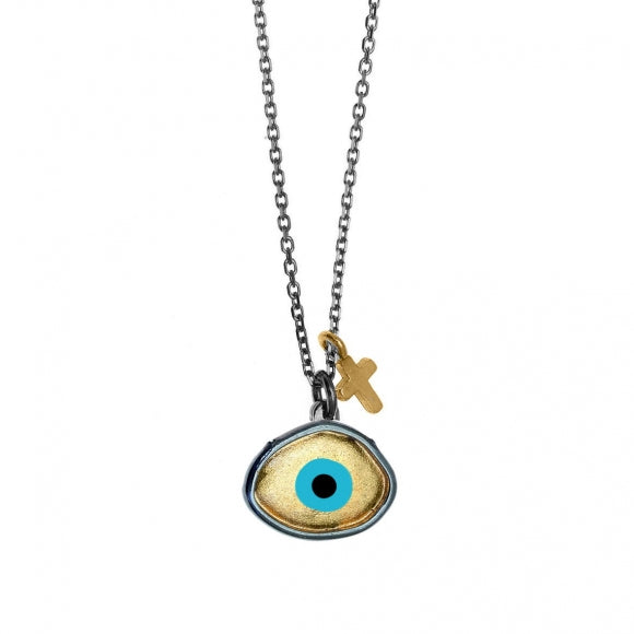 Gregio Necklace W/ Two Tone Evil Eye - Silver/Gold | Mocha Australia