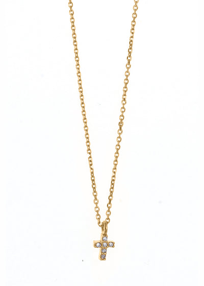 Gregio Tiny Shiny Mini Cz Cross Necklace- Gold | Mocha Australia