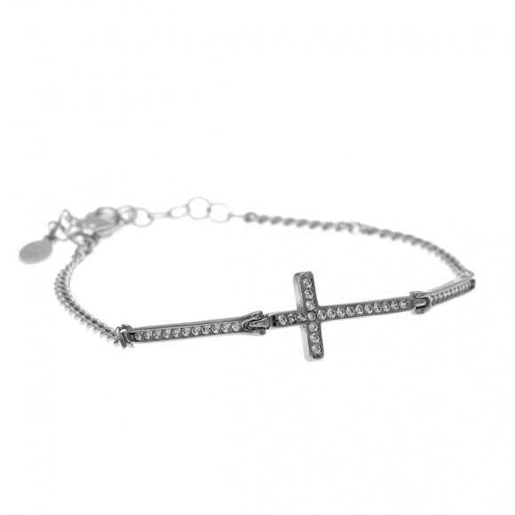 Gregio Simply Me/Tiny Shiny Bracelet w/ Large CZ Cross - Silver | Mocha Australia