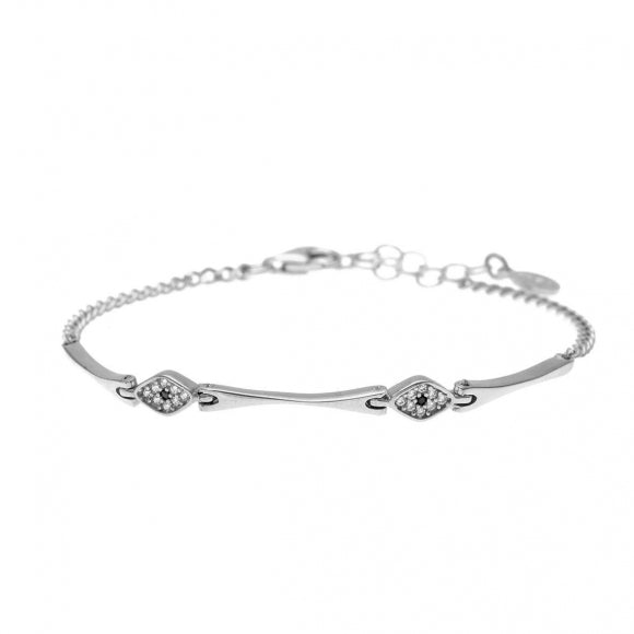 Gregio Simply Me/Tiny Shiny Bracelet w/ CZ Evil Eyes - Silver | Mocha Australia