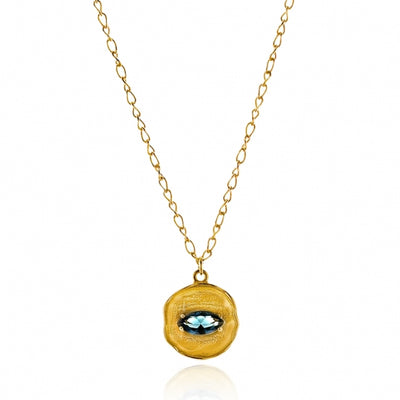 Gregio Funky Metal Yg Necklace w/ Blue Cz - Gold | Mocha Australia