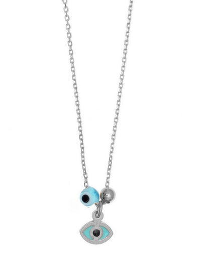 Gregio Necklace W/ Blue Enamel Eye- Silver | Mocha Australia
