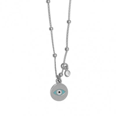 Gregio Necklace W/ Ball Chain and Evil Eye- Silver | Mocha Australia
