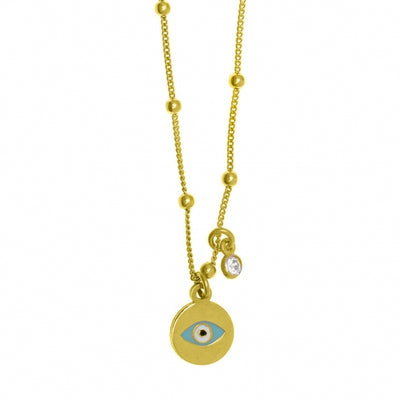 Gregio Necklace W/ Ball Chain and Evil Eye- Gold | Mocha Australia