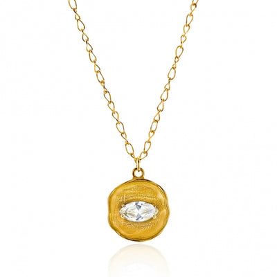 Gregio Funky Metal Yg Necklace w/ White Cz - Gold | Mocha Australia