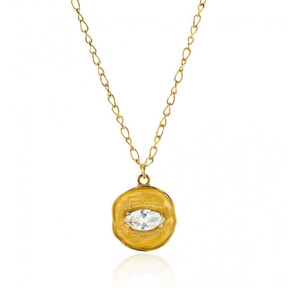 Gregio Funky Metal Yg Necklace w/ White Cz - Gold | Mocha Australia