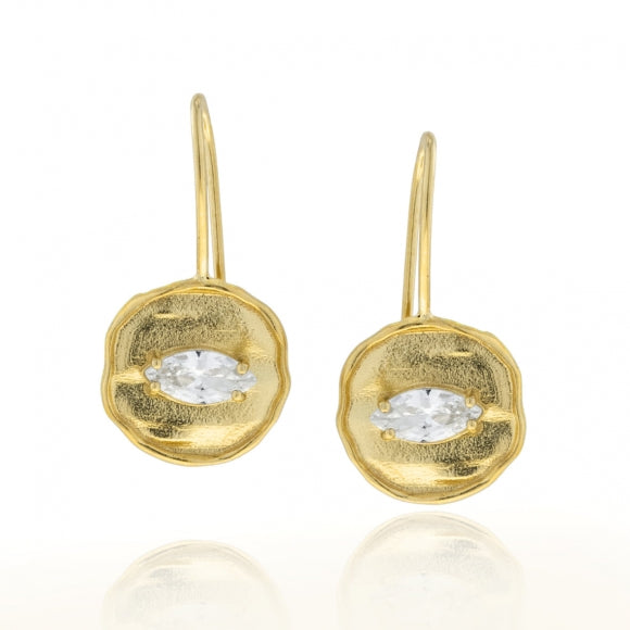 Gregio Funky Metal Yg Earrings w White Cz - Gold | Mocha Australia