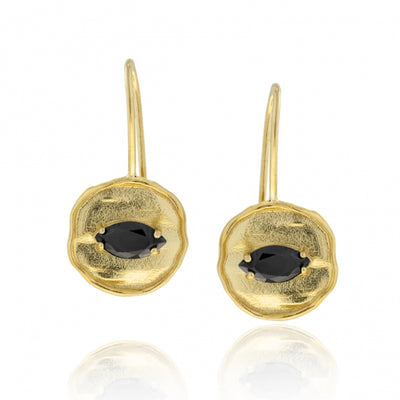 Gregio Funky Metal Yg Earrings w Black Cz - Gold | Mocha Australia