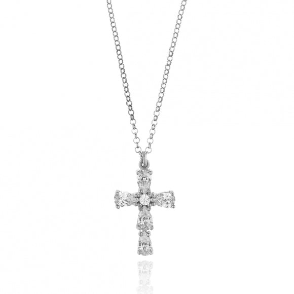 Gregio Color Me/ Rainbow Necklace W/ CZ Cross - Silver | Mocha Australia