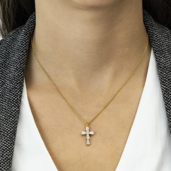 Gregio Color Me/ Rainbow Necklace W/ CZ Cross - Gold | Mocha Australia