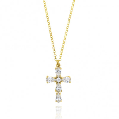 Gregio Color Me/ Rainbow Necklace W/ CZ Cross - Gold | Mocha Australia
