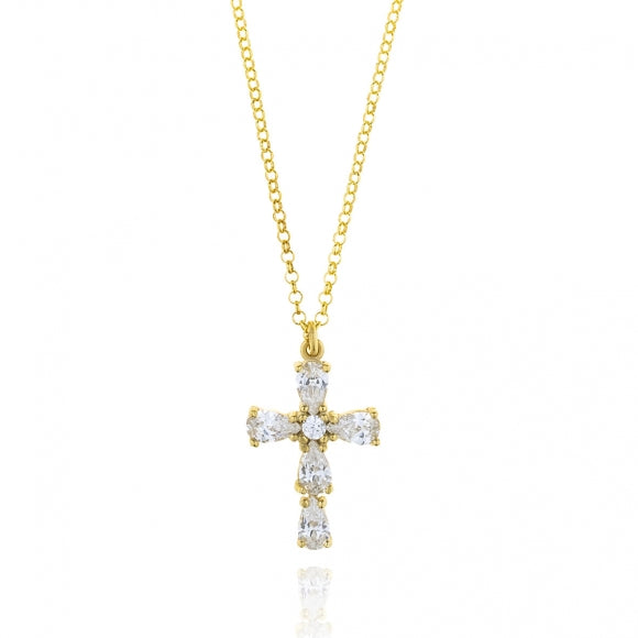 Gregio Color Me/ Rainbow Necklace W/ CZ Cross - Gold | Mocha Australia