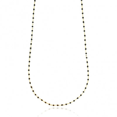 Gregio Simply Me/Tiny Shiny Single Chain Necklace w/ Black Enamel Beads- Gold | Mocha Australia