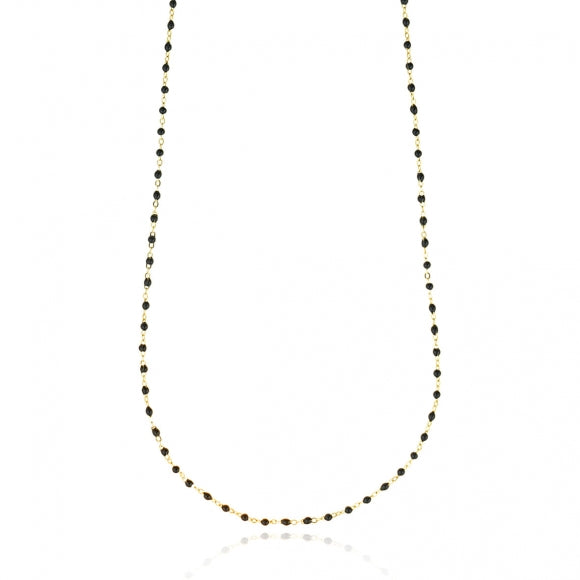 Gregio Simply Me/Tiny Shiny Single Chain Necklace w/ Black Enamel Beads- Gold | Mocha Australia