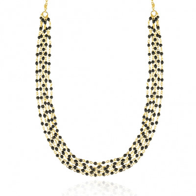 Gregio Simply Me/Tiny Shiny Multi Chain Necklace w/ Black Enamel Beads- Gold | Mocha Australia