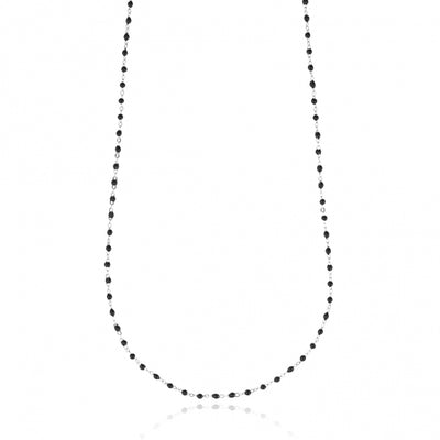 Gregio Simply Me/Tiny Shiny Single Chain Necklace w/ Black Enamel Beads- Silver | Mocha Australia