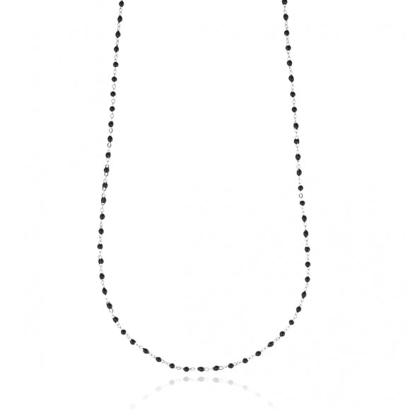Gregio Simply Me/Tiny Shiny Single Chain Necklace w/ Black Enamel Beads- Silver | Mocha Australia