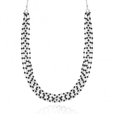 Gregio Simply Me/Tiny Shiny Multi Chain Necklace w/ Black Enamel Beads- Silver | Mocha Australia