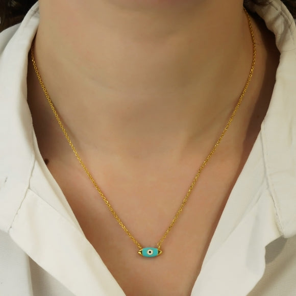 Gregio Wish Luck/New In Necklace w/ Enamel Evil Eye | Mocha Australia