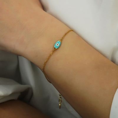 Mocha Gregio Wish Luck/New In Bracelet w/ Enamel Evil Eye | Mocha Australia