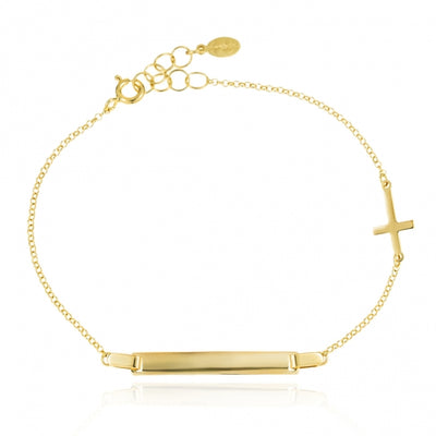Gregio Wish Luck/Lucky Moments Bracelet w/ Cross & Bar - Gold | Mocha Australia