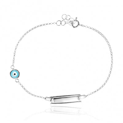 Gregio Wish Luck/Lucky Moments Bracelet w/ Evil Eye & Bar - Silver | Mocha Australia