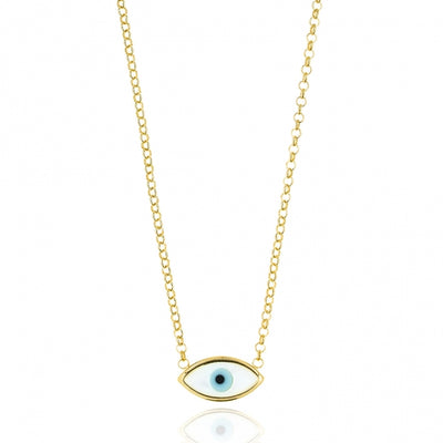 Gregio Wish Luck/ Lucky Moments Yg Necklace w/ Evil Eye & Cross - Gold | Mocha Australia
