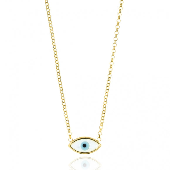 Gregio Wish Luck/ Lucky Moments Yg Necklace w/ Evil Eye & Cross - Gold | Mocha Australia