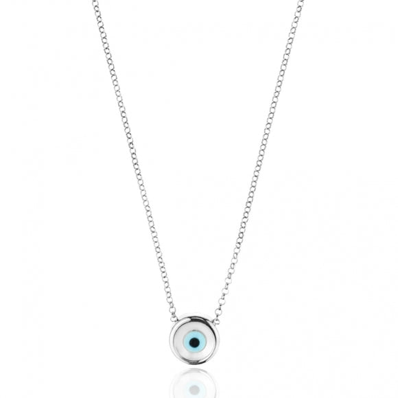 Gregio Wish Luck/Lucky Moments Necklace w/ Round Evil Eye - Silver | Mocha Australia