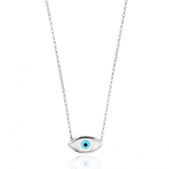 Gregio Wish Luck/ Lucky Moments Necklace w/ Evil Eye & Cross - Silver | Mocha Australia