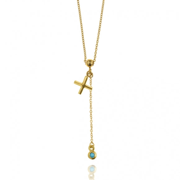 Gregio Simply Me/Tiny Shiny Necklace w/ Cross & Charm - Gold | Mocha Australia
