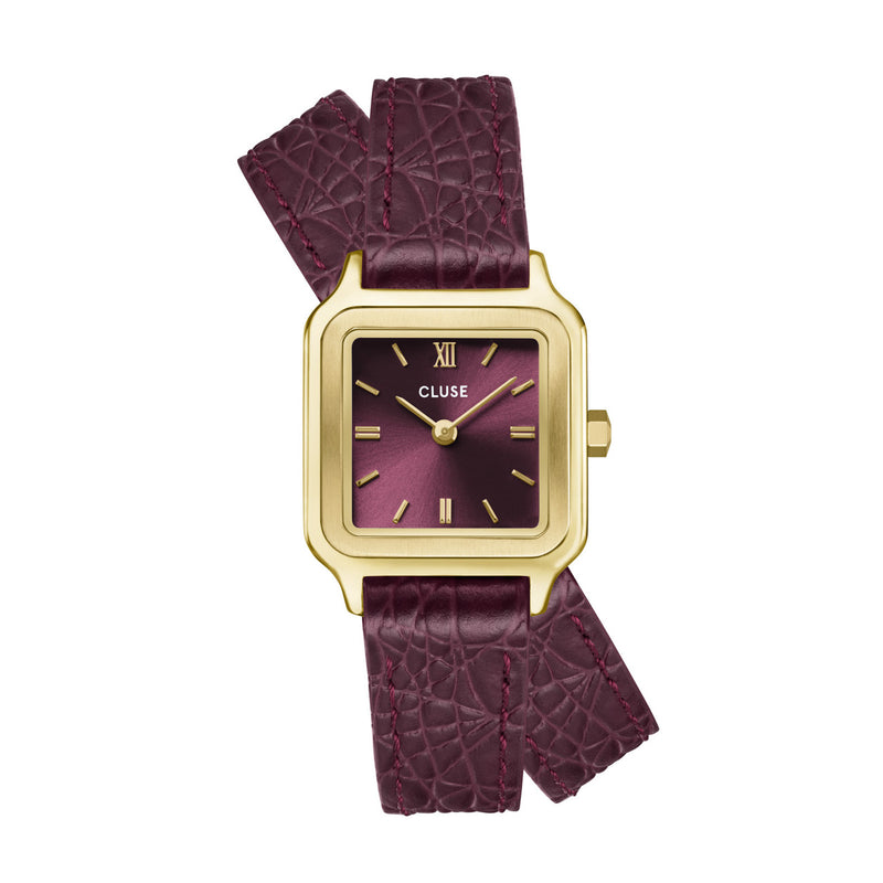 CLUSE Gracieuse Petite Double Strap - Wine Croc Leather/Gold