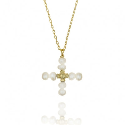Gregio Simply Me/Simple & Classy Necklace w/ Pearl Cross - Gold | Mocha Australia