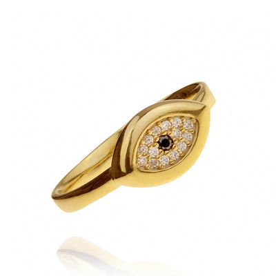 Gregio Wish Luck Ring w/ Thick CZ Evil Eye - Gold | Mocha Australia