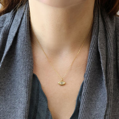 Gregio Wish Luck Necklace w/ CZ Evil Eye Pendant - Gold | Mocha Australia