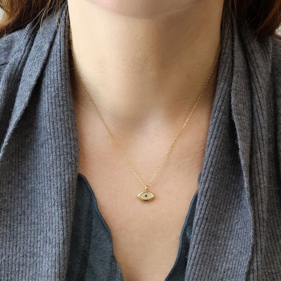 Gregio Wish Luck Necklace w/ CZ Evil Eye Pendant - Gold | Mocha Australia