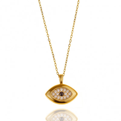 Gregio Wish Luck Necklace w/ CZ Evil Eye Pendant - Gold | Mocha Australia