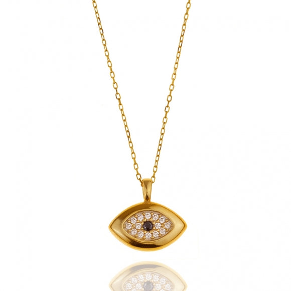 Gregio Wish Luck Necklace w/ CZ Evil Eye Pendant - Gold | Mocha Australia