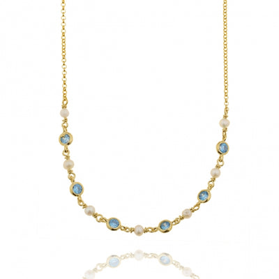 Gregio Simply Me Necklace W/ Pearls & Blue CZ - Gold | Mocha Australia