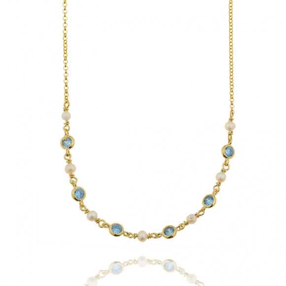 Gregio Simply Me Necklace W/ Pearls & Blue CZ - Gold | Mocha Australia